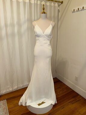 Christina Wu White Spaghetti-Strap Wedding Gown